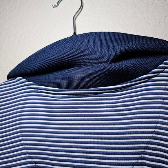 Pebble Beach Performance Golf Golfing Striped Blue White Polo Shirt Mens XL EUC - Picture 8 of 13